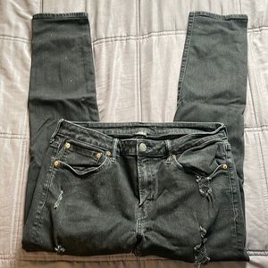 american eagle slim fit airflex black ripped jeans